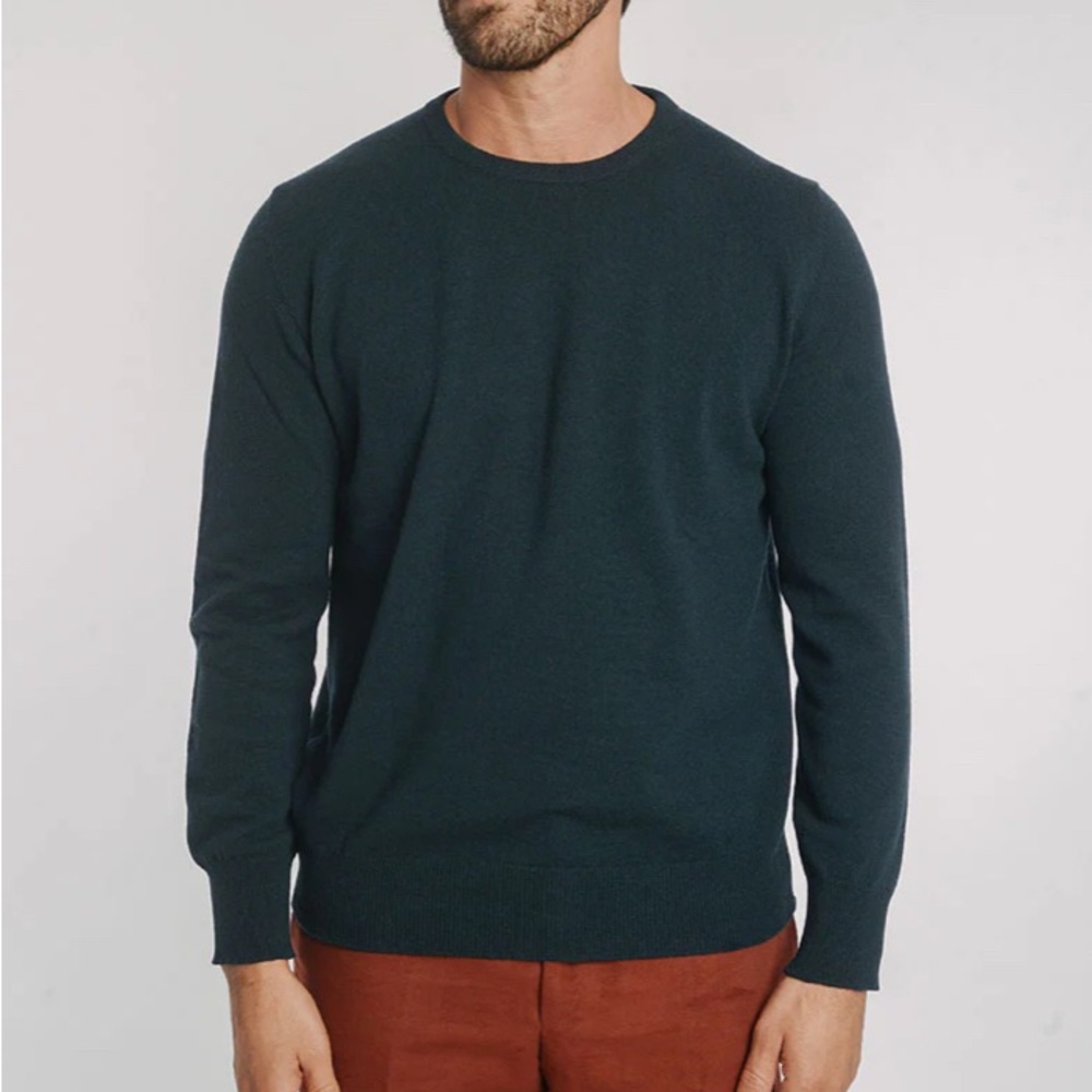 Duchamp London Sweater Men's XL Merino Wool Teal Crew Neck Pullover
